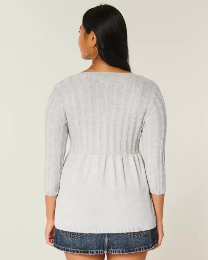 Kaapelineulottu Babydoll Sweater
