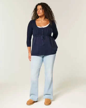 Kaapelineulottu Babydoll Sweater