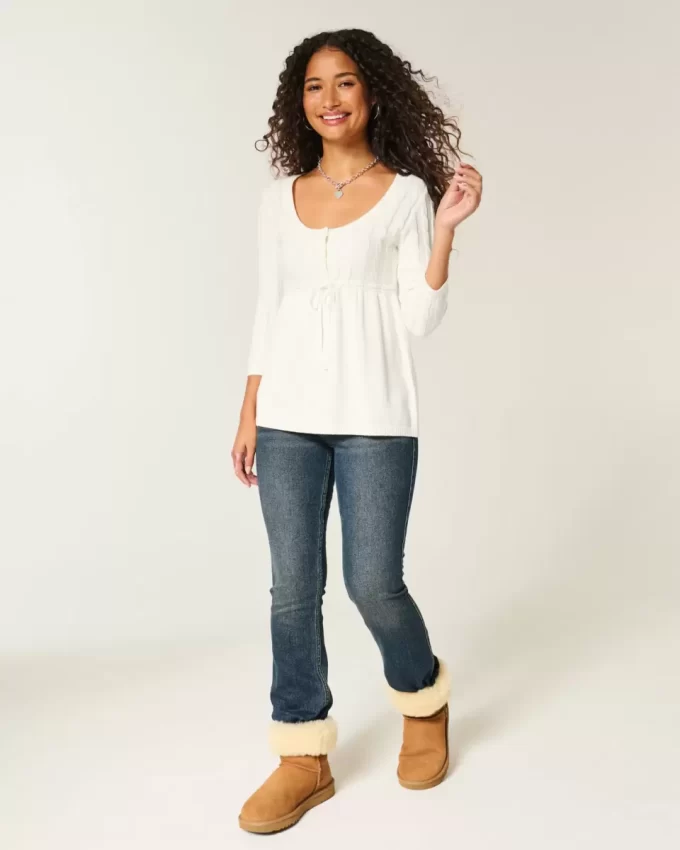 Kaapelineulottu Babydoll Sweater