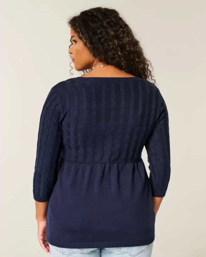 Kaapelineulottu Babydoll Sweater