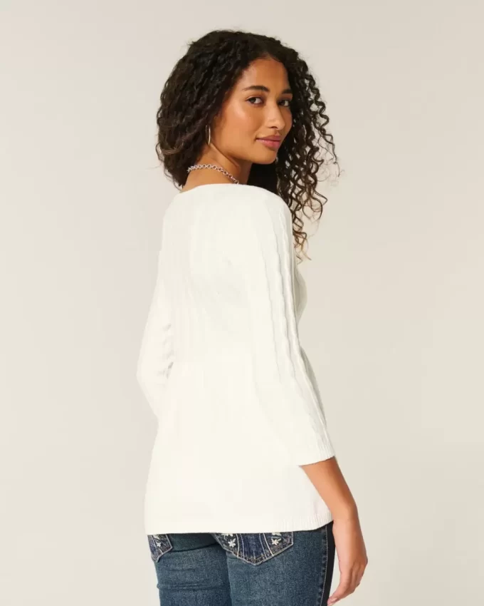 Kaapelineulottu Babydoll Sweater