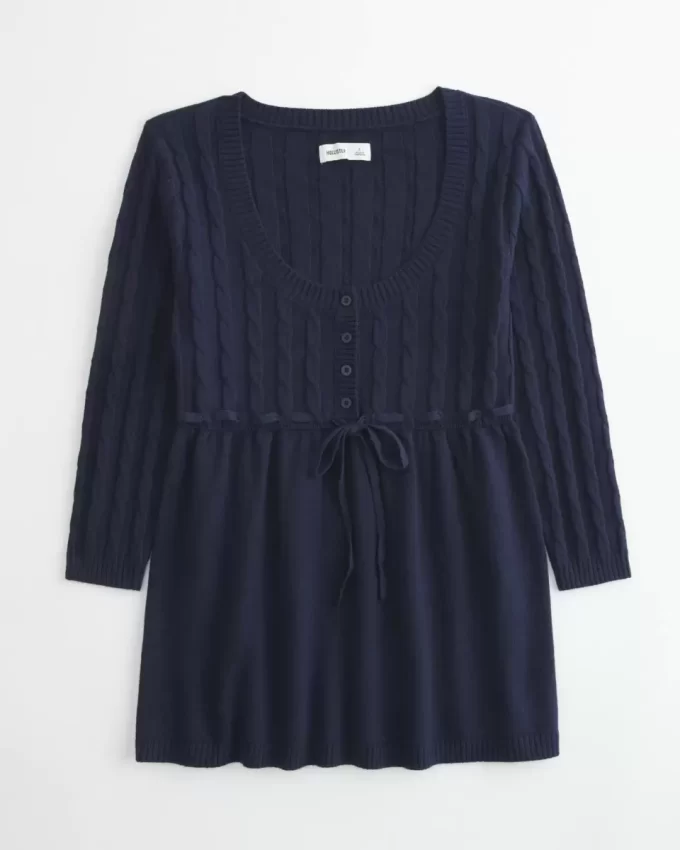 Kaapelineulottu Babydoll Sweater