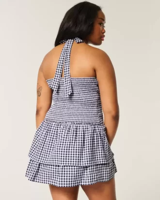 Kaksikerroksinen smocked Halter Skort -mekko Kaksikerroksinen smocked Halter Skort -mekko