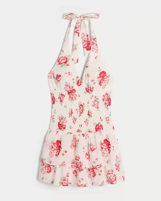 Kaksikerroksinen smocked Halter Skort -mekko