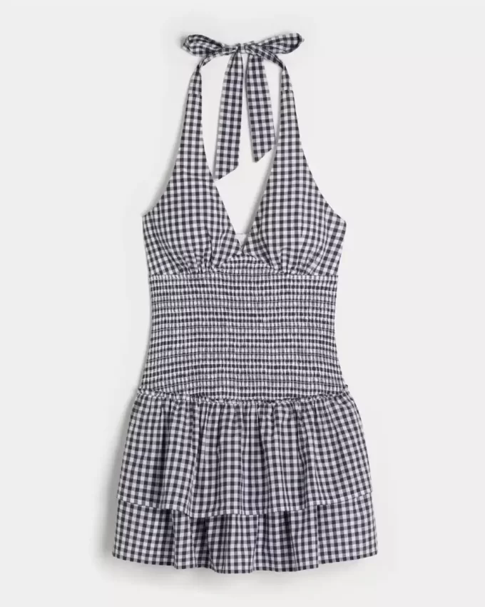 Kaksikerroksinen smocked Halter Skort -mekko