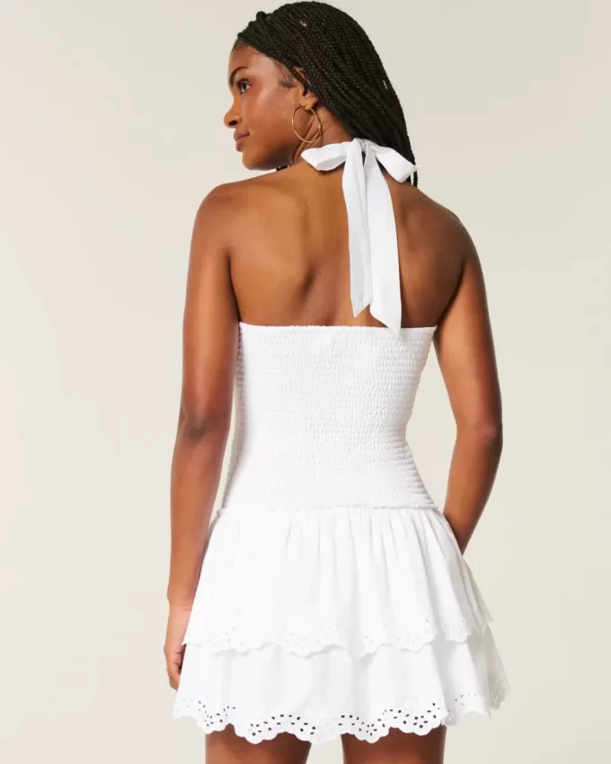 Kaksikerroksinen smocked Halter Skort -mekko