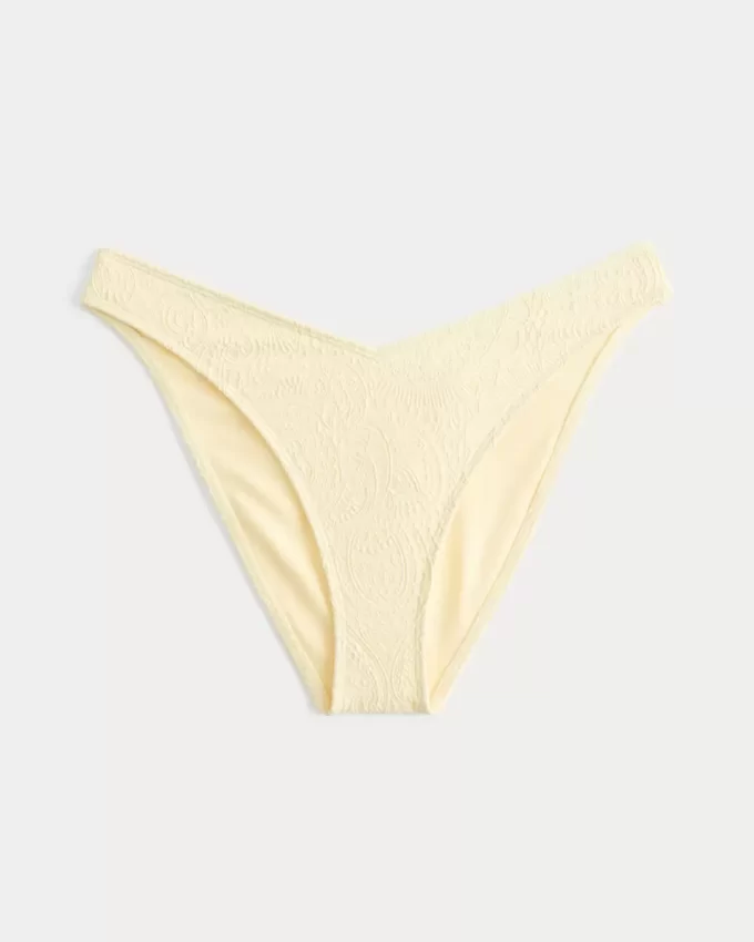 Korkea-jalkainen V-vyötärö jacquard-pimeä bikinipohja Korkea-jalkainen V-vyötärö jacquard-pimeä bikinipohja