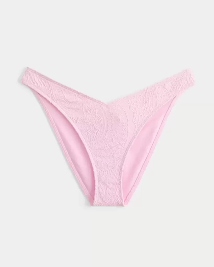 Korkea-jalkainen V-vyötärö jacquard-pimeä bikinipohja Korkea-jalkainen V-vyötärö jacquard-pimeä bikinipohja