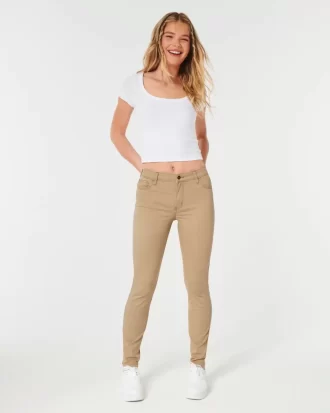 Korkeat Khaki Super Skinny -housut