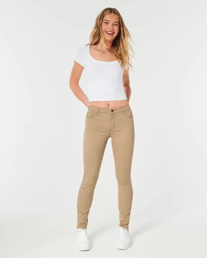 Korkeat Khaki Super Skinny -housut Korkeat Khaki Super Skinny -housut