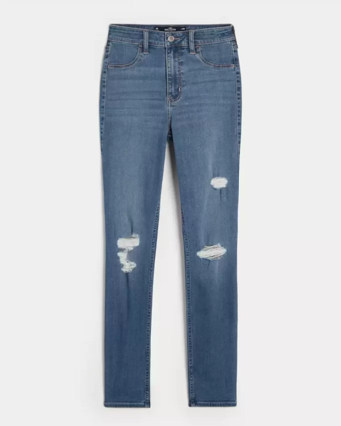 Korkeat, revityt, keskipestävät Jean-leggingsit Korkeat, revityt, keskipestävät Jean-leggingsit