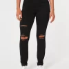 Korkeat revityt mustat Jean-leggingsit Korkeat revityt mustat Jean-leggingsit