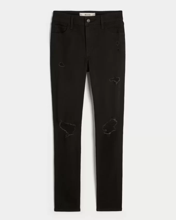 Korkeat, revityt mustat Super Skinny -farkut Korkeat, revityt mustat Super Skinny -farkut