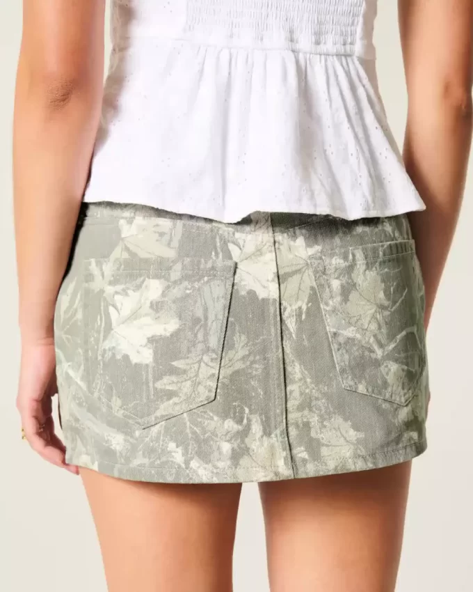 Kurvikas matalakorkoinen Camo Denim Mini Skort Kurvikas matalakorkoinen Camo Denim Mini Skort