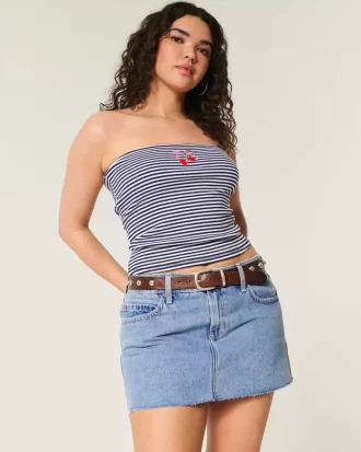 Kurvikas matalakorkoinen, keskikokoinen Denim Mini Skort