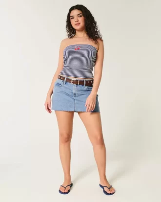 Kurvikas matalakorkoinen, keskikokoinen Denim Mini Skort