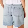 Kurvikas matalakorkoinen kevyt pesu Distressed Baggy Jort