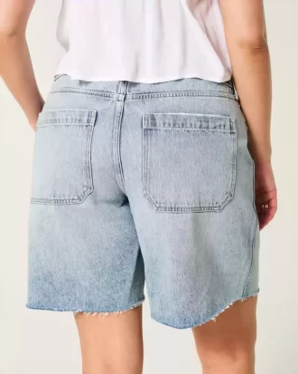 Kurvikas matalakorkoinen kevyt pesu Distressed Baggy Jort