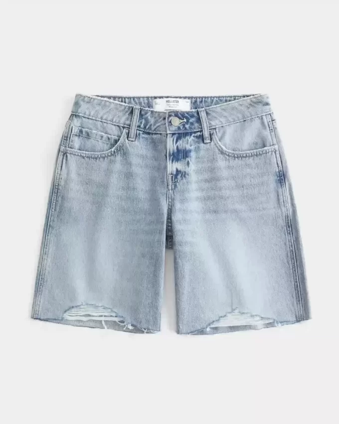 Kurvikas matalakorkoinen kevyt pesu Distressed Baggy Jort