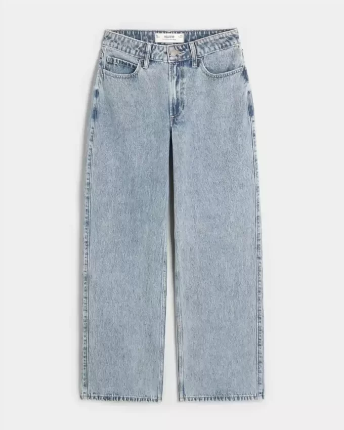 Kurvikat korkean nousun keskikokoiset baggy-farkut Kurvikat korkean nousun keskikokoiset baggy-farkut