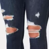 Kurvikkaat korkean kohoavat revityt tumma pesu Jean leggingsit Kurvikkaat korkean kohoavat revityt tumma pesu Jean leggingsit