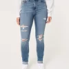 Kurvikkaat korkean nousun repeytyneet keskipesut Super Skinny -farkut Kurvikkaat korkean nousun repeytyneet keskipesut Super Skinny -farkut