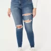 Kurvikkaat korkean nousun repeytyneet tummapesu Super Skinny -farkut Kurvikkaat korkean nousun repeytyneet tummapesu Super Skinny -farkut