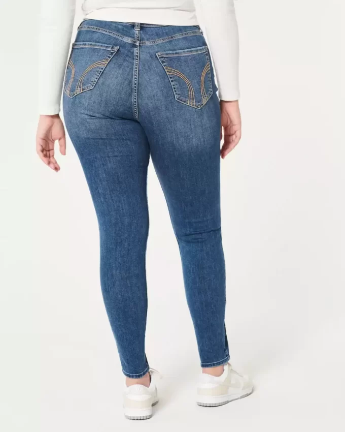 Kurvikkaat korkean nousun repeytyneet tummapesu Super Skinny -farkut Kurvikkaat korkean nousun repeytyneet tummapesu Super Skinny -farkut