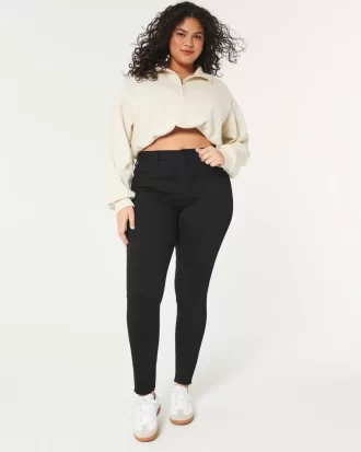 Kurvikkaat korkeat mustat Jean-leggingsit Kurvikkaat korkeat mustat Jean-leggingsit