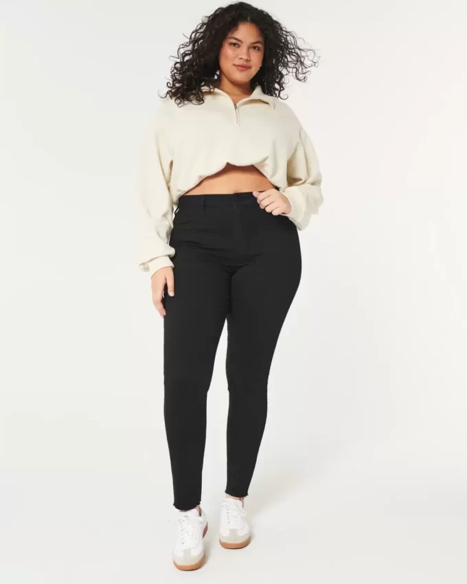Kurvikkaat korkeat mustat Jean-leggingsit Kurvikkaat korkeat mustat Jean-leggingsit