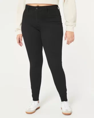 Kurvikkaat korkeat mustat Jean-leggingsit Kurvikkaat korkeat mustat Jean-leggingsit