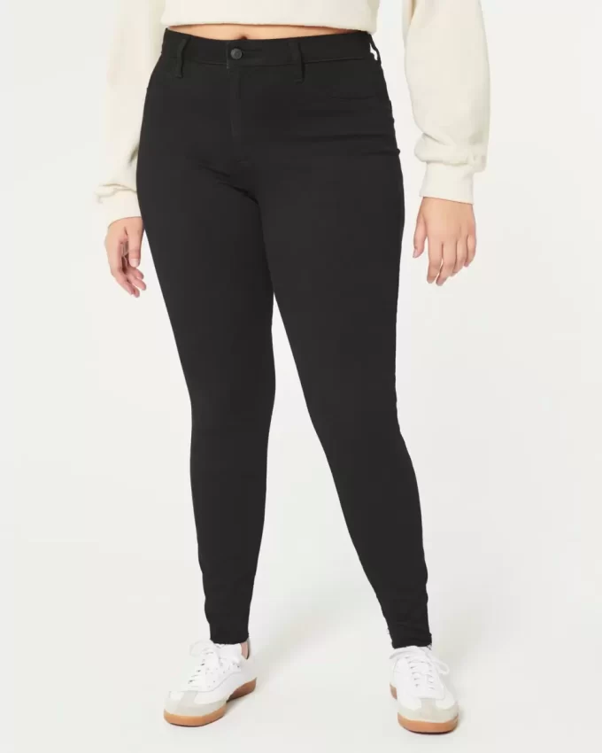 Kurvikkaat korkeat mustat Jean-leggingsit Kurvikkaat korkeat mustat Jean-leggingsit