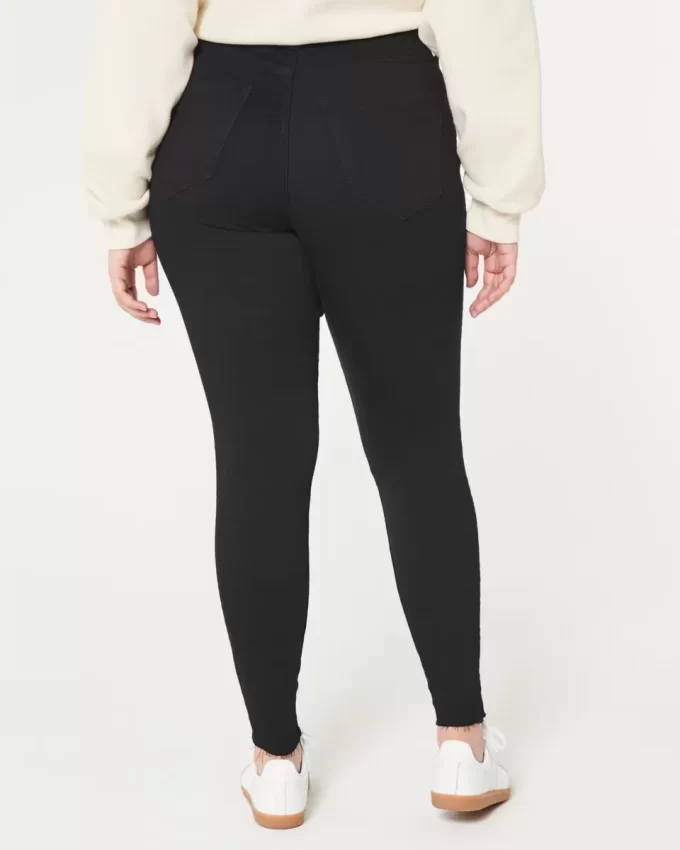 Kurvikkaat korkeat mustat Jean-leggingsit Kurvikkaat korkeat mustat Jean-leggingsit