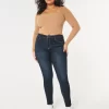 Kurvikkaat korkeat, tummat pesuset Jean-leggingsit Kurvikkaat korkeat, tummat pesuset Jean-leggingsit