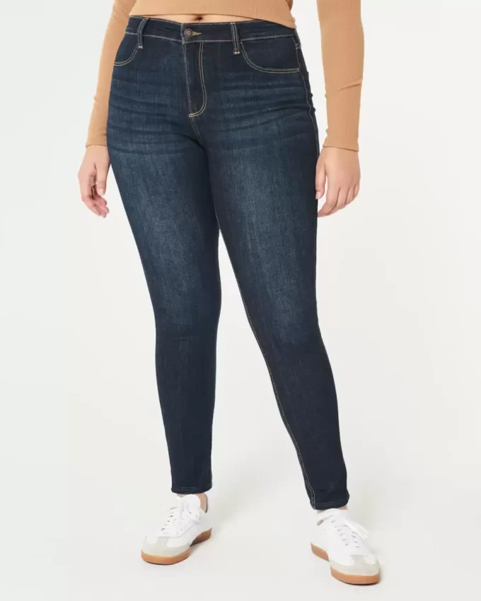 Kurvikkaat korkeat, tummat pesuset Jean-leggingsit Kurvikkaat korkeat, tummat pesuset Jean-leggingsit
