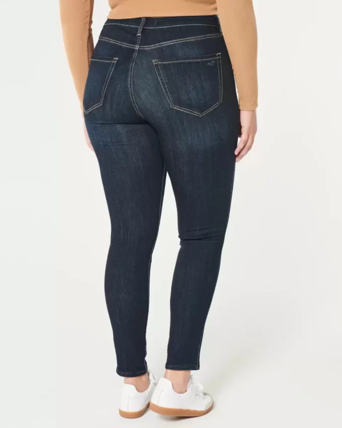 Kurvikkaat korkeat, tummat pesuset Jean-leggingsit Kurvikkaat korkeat, tummat pesuset Jean-leggingsit