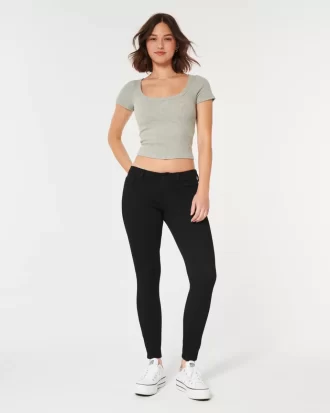 Kurvikkaat matalakorkoiset mustat Super Skinny -farkut