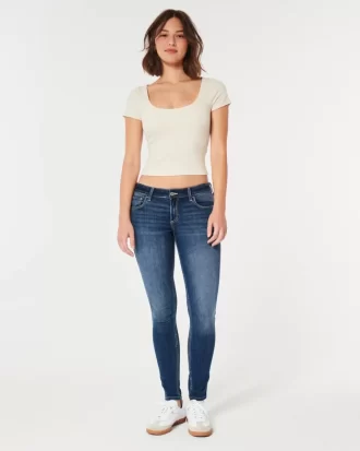 Kurvikkaat matalakorkoiset tummapesuiset Super Skinny -farkut