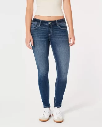 Kurvikkaat matalakorkoiset tummapesuiset Super Skinny -farkut