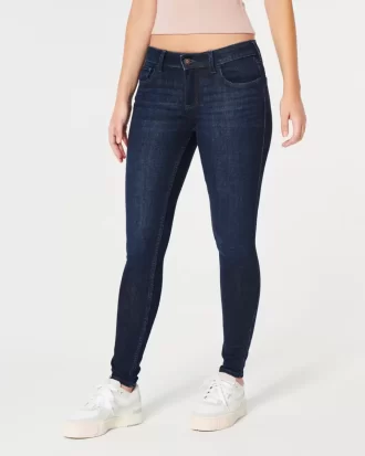 Kurvikkaat matalakorkoiset tummapesuiset Super Skinny -farkut