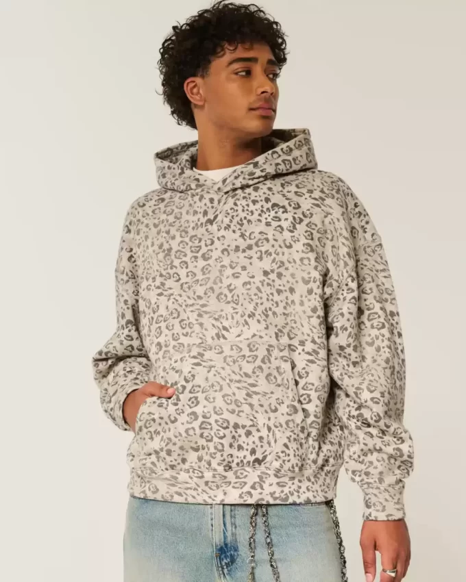 Leopardikuvioinen Baggy Cinch -huppari