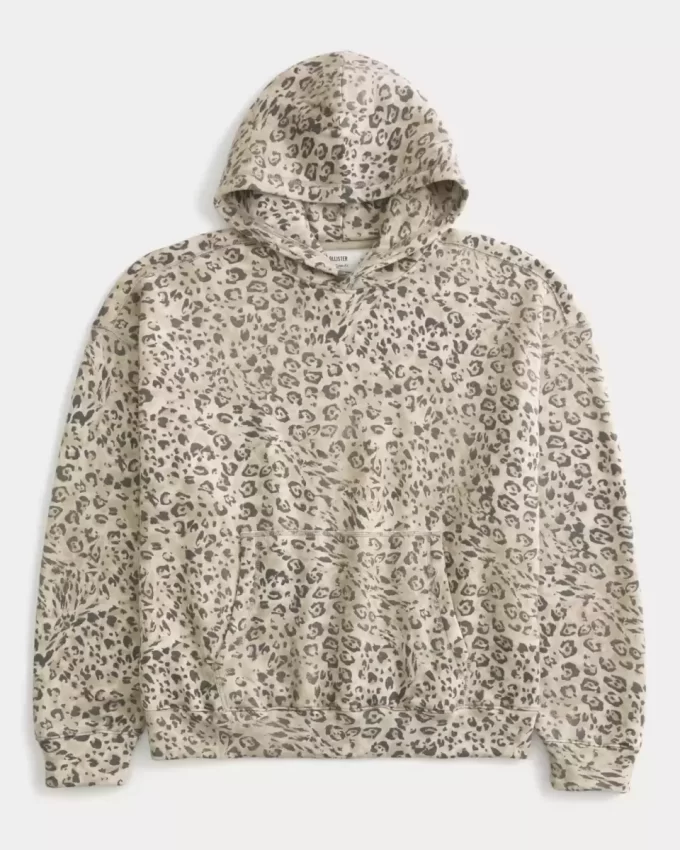 Leopardikuvioinen Baggy Cinch -huppari