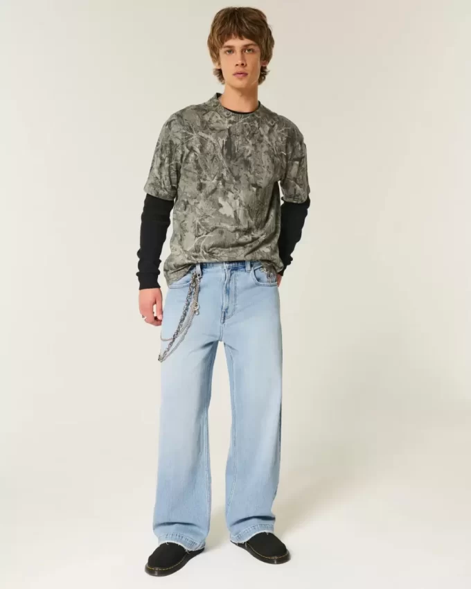 Light Wash Astronaut Graphic Super Baggy Farkut