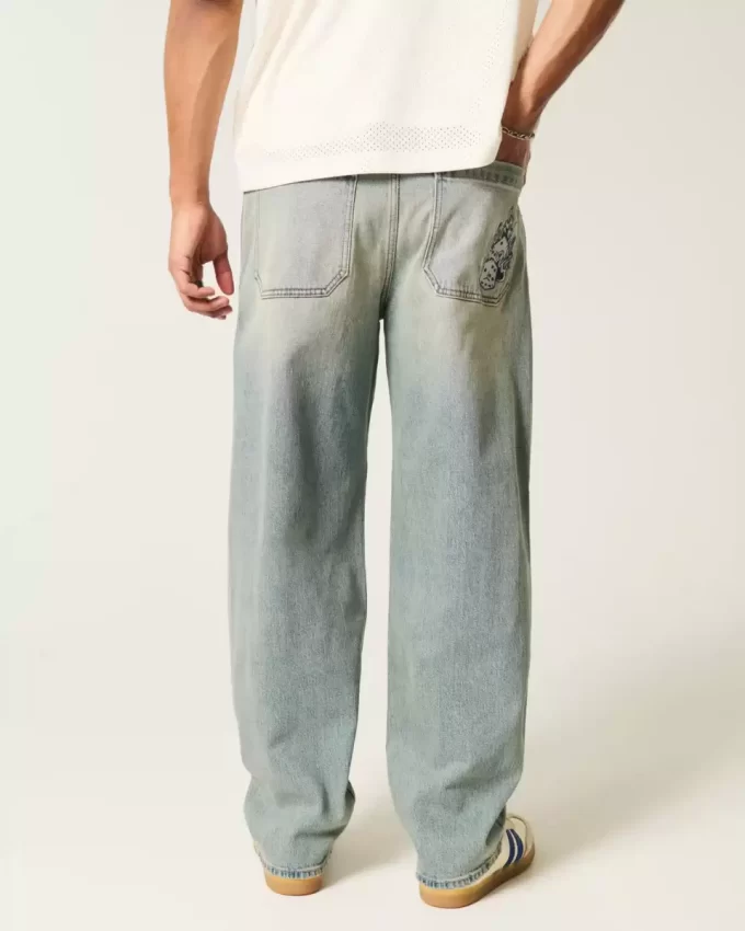 Light Wash Brodeeratut Dice Skater Baggy Farkut Light Wash Brodeeratut Dice Skater Baggy Farkut
