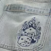 Light Wash Brodeeratut Dice Skater Baggy Farkut Light Wash Brodeeratut Dice Skater Baggy Farkut