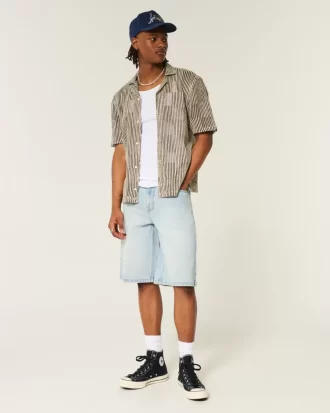 Light Wash Dice Graphic Super Baggy Denim shortsit
