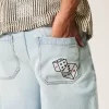 Light Wash Dice Graphic Super Baggy Denim shortsit Light Wash Dice Graphic Super Baggy Denim shortsit