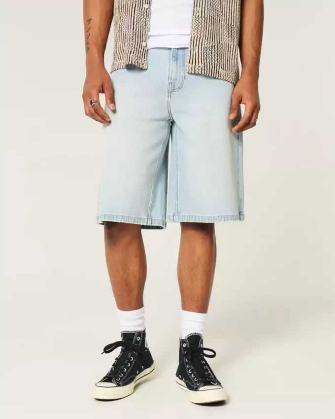 Light Wash Dice Graphic Super Baggy Denim shortsit Light Wash Dice Graphic Super Baggy Denim shortsit