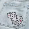 Light Wash Dice Graphic Super Baggy Denim shortsit Light Wash Dice Graphic Super Baggy Denim shortsit