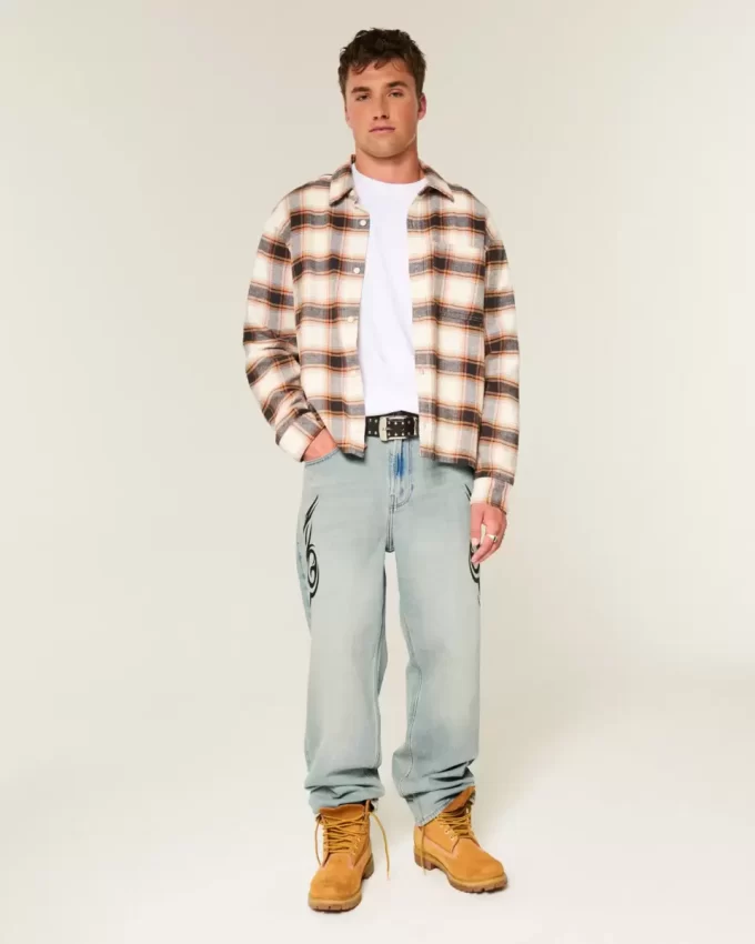 Light Wash Graphic Baggy Farkut